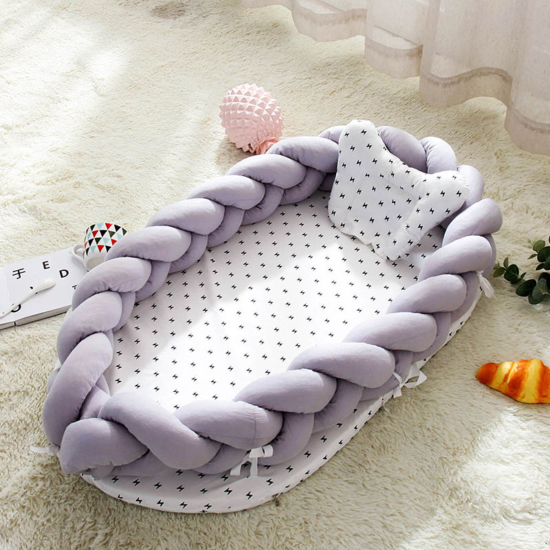 Portable Baby Knit Crib with Pillow Newborn
